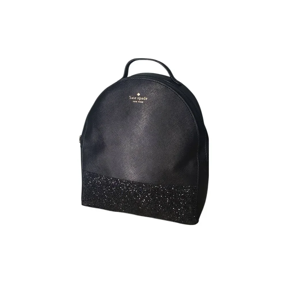 Kate Spade Mini Backpack Black Glitter Accent Saffiano Leather Small Bag